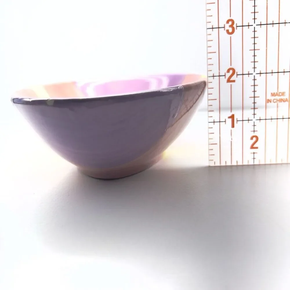 Russ Berrie &Co Pink/Purple/Pastel Easter Egg Ceramic Bowl/ Candy Dish